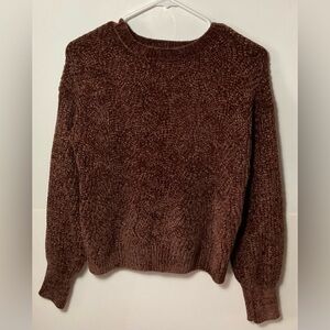 Pink Rose Crewneck Sweater Brown Size S